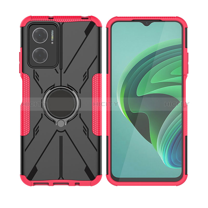 Coque Contour Silicone et Plastique Housse Etui Mat avec Magnetique Support Bague Anneau JX2 pour Xiaomi Redmi Note 11E 5G Rose Rouge Plus