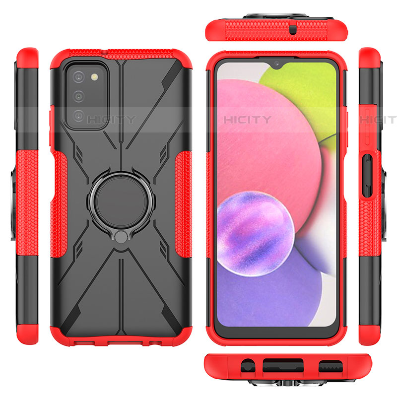 Coque Contour Silicone et Plastique Housse Etui Mat avec Magnetique Support Bague Anneau JX3 pour Samsung Galaxy A03s Plus