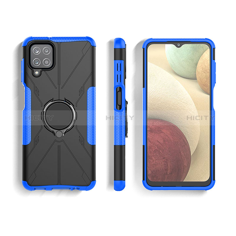 Coque Contour Silicone et Plastique Housse Etui Mat avec Magnetique Support Bague Anneau JX3 pour Samsung Galaxy A12 Plus