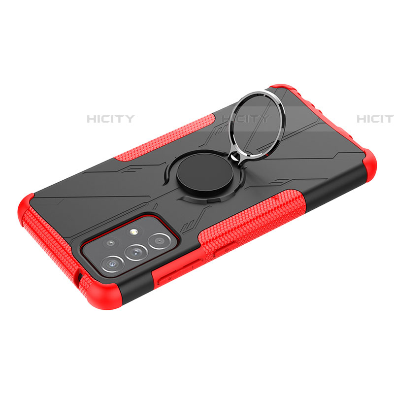 Coque Contour Silicone et Plastique Housse Etui Mat avec Magnetique Support Bague Anneau JX3 pour Samsung Galaxy A52 4G Rouge Plus