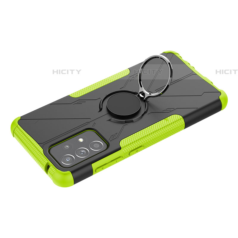 Coque Contour Silicone et Plastique Housse Etui Mat avec Magnetique Support Bague Anneau JX3 pour Samsung Galaxy A52 4G Vert Plus