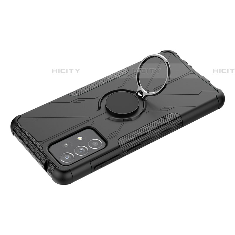 Coque Contour Silicone et Plastique Housse Etui Mat avec Magnetique Support Bague Anneau JX3 pour Samsung Galaxy A52 5G Noir Plus