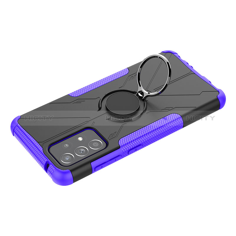 Coque Contour Silicone et Plastique Housse Etui Mat avec Magnetique Support Bague Anneau JX3 pour Samsung Galaxy A52s 5G Violet Plus