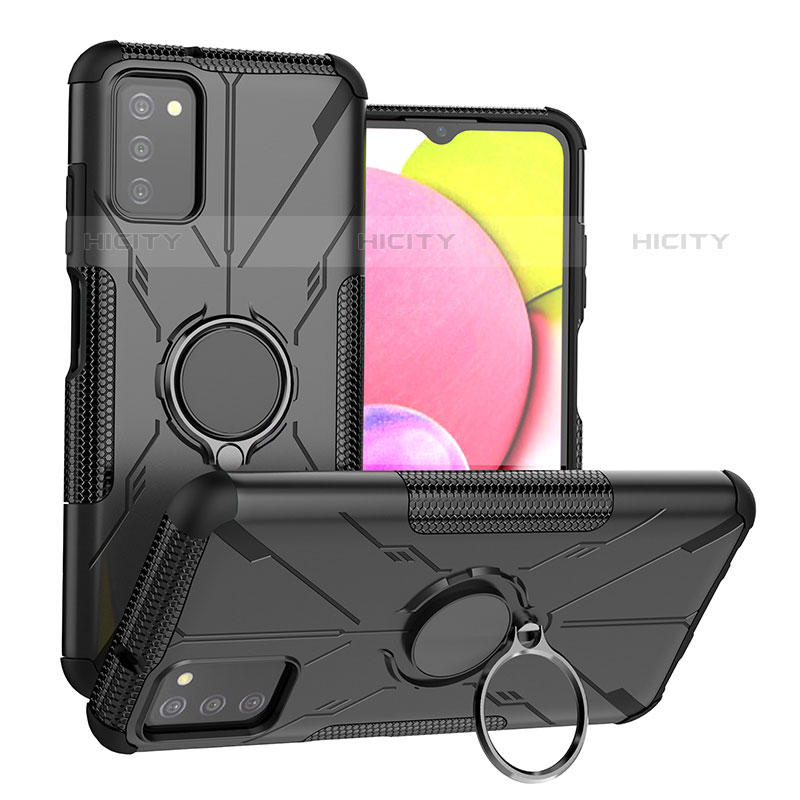 Coque Contour Silicone et Plastique Housse Etui Mat avec Magnetique Support Bague Anneau JX3 pour Samsung Galaxy M02s Noir Plus