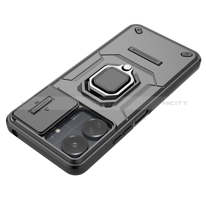 Coque Contour Silicone et Plastique Housse Etui Mat avec Magnetique Support Bague Anneau K1C pour Xiaomi Poco C65 Plus