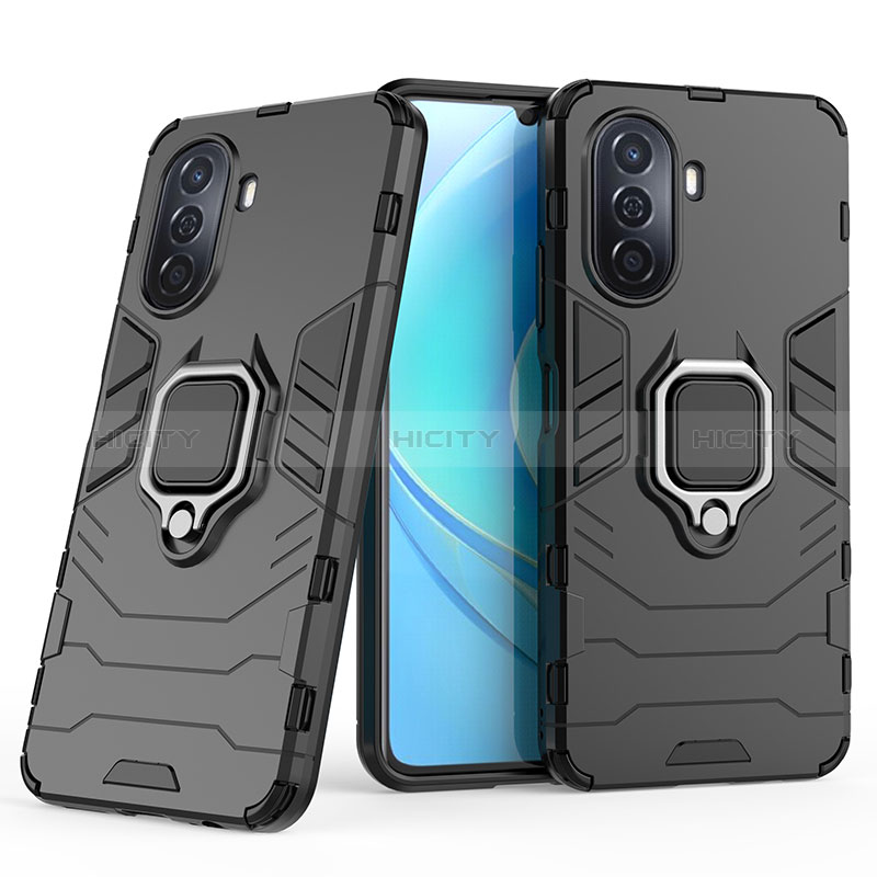 Coque Contour Silicone et Plastique Housse Etui Mat avec Magnetique Support Bague Anneau KC1 pour Huawei Enjoy 50 Plus