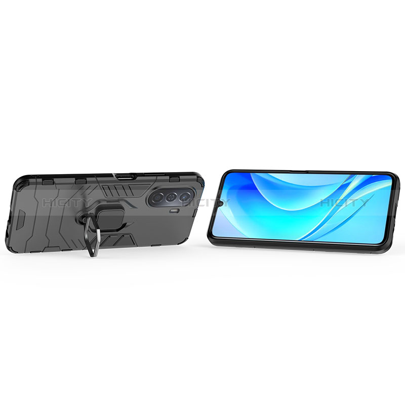 Coque Contour Silicone et Plastique Housse Etui Mat avec Magnetique Support Bague Anneau KC1 pour Huawei Enjoy 50 Plus