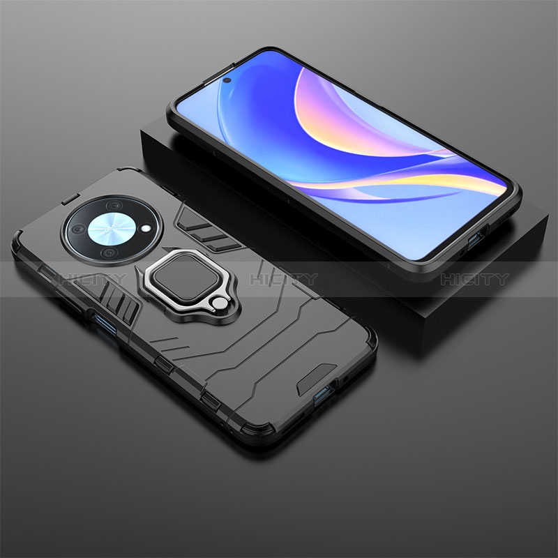 Coque Contour Silicone et Plastique Housse Etui Mat avec Magnetique Support Bague Anneau KC1 pour Huawei Enjoy 50 Pro Plus