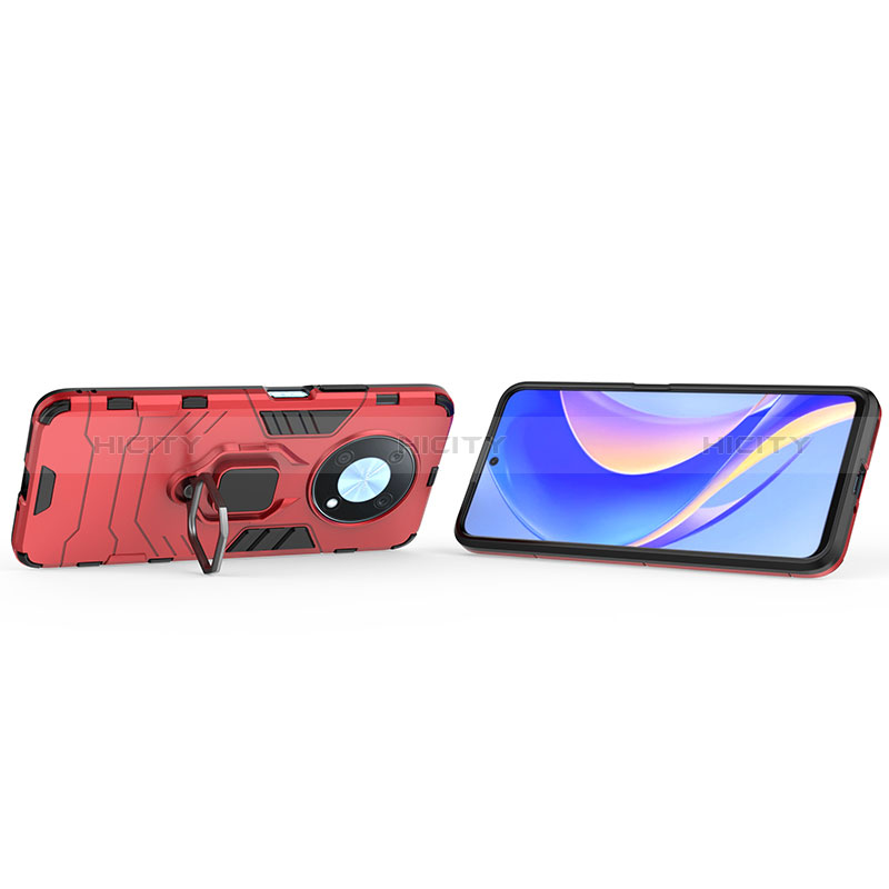 Coque Contour Silicone et Plastique Housse Etui Mat avec Magnetique Support Bague Anneau KC1 pour Huawei Enjoy 50 Pro Plus