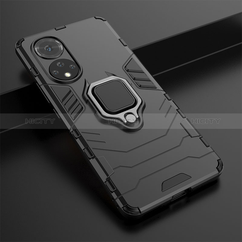 Coque Contour Silicone et Plastique Housse Etui Mat avec Magnetique Support Bague Anneau KC1 pour Huawei Honor 50 5G Plus