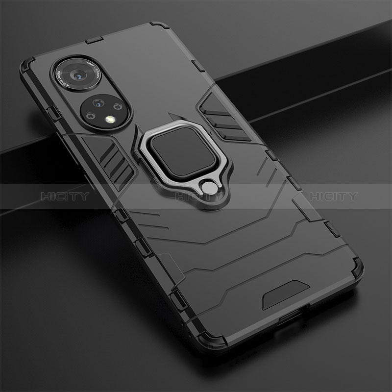 Coque Contour Silicone et Plastique Housse Etui Mat avec Magnetique Support Bague Anneau KC1 pour Huawei Honor 50 Pro 5G Plus