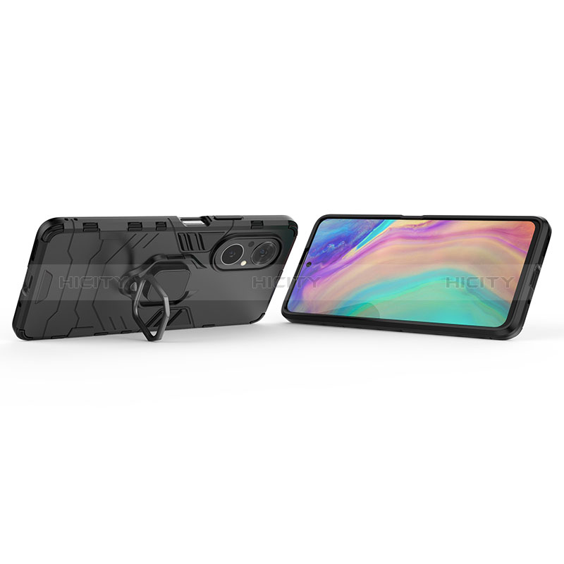 Coque Contour Silicone et Plastique Housse Etui Mat avec Magnetique Support Bague Anneau KC1 pour Huawei Honor 50 SE 5G Plus