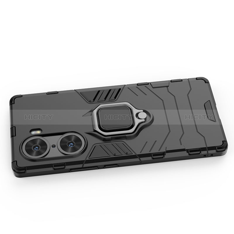 Coque Contour Silicone et Plastique Housse Etui Mat avec Magnetique Support Bague Anneau KC1 pour Huawei Honor 60 Pro 5G Plus