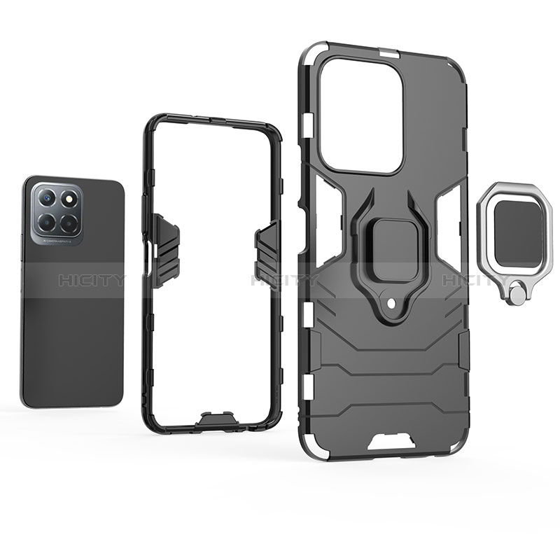 Coque Contour Silicone et Plastique Housse Etui Mat avec Magnetique Support Bague Anneau KC1 pour Huawei Honor 70 Lite 5G Plus