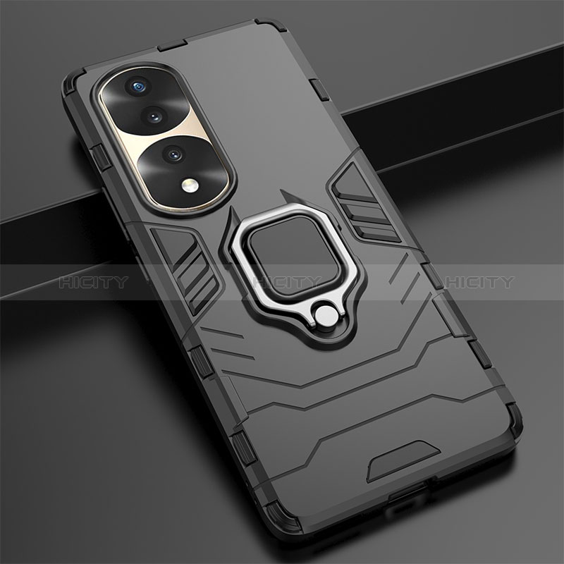 Coque Contour Silicone et Plastique Housse Etui Mat avec Magnetique Support Bague Anneau KC1 pour Huawei Honor 70 Pro 5G Plus