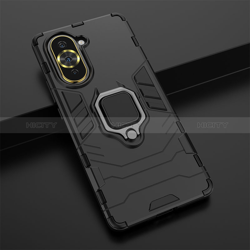 Coque Contour Silicone et Plastique Housse Etui Mat avec Magnetique Support Bague Anneau KC1 pour Huawei Nova 10 Plus