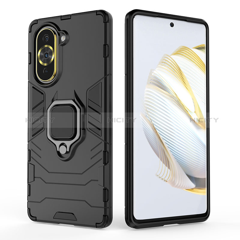 Coque Contour Silicone et Plastique Housse Etui Mat avec Magnetique Support Bague Anneau KC1 pour Huawei Nova 10 Plus