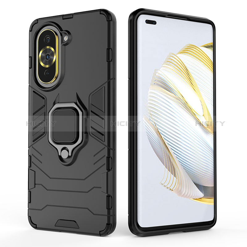 Coque Contour Silicone et Plastique Housse Etui Mat avec Magnetique Support Bague Anneau KC1 pour Huawei Nova 10 Pro Plus