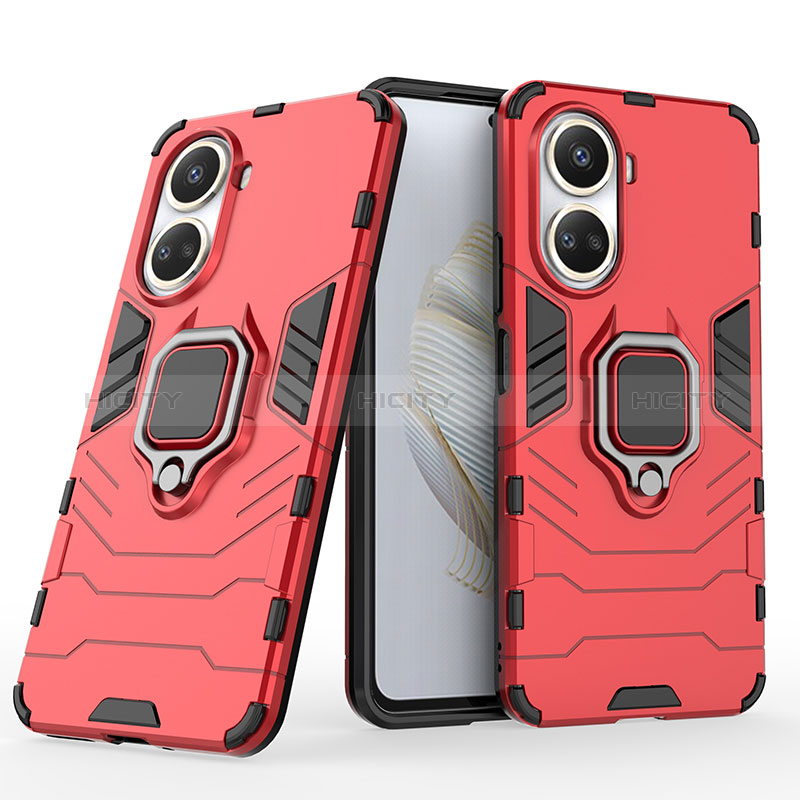 Coque Contour Silicone et Plastique Housse Etui Mat avec Magnetique Support Bague Anneau KC1 pour Huawei Nova 10 SE Plus