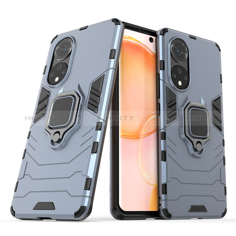 Coque Contour Silicone et Plastique Housse Etui Mat avec Magnetique Support Bague Anneau KC1 pour Huawei Nova 9 Bleu Plus