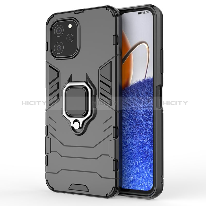 Coque Contour Silicone et Plastique Housse Etui Mat avec Magnetique Support Bague Anneau KC1 pour Huawei Nova Y61 Plus