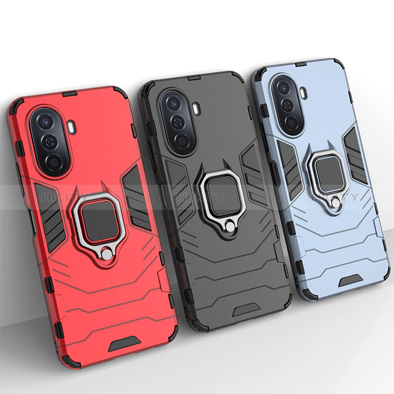 Coque Contour Silicone et Plastique Housse Etui Mat avec Magnetique Support Bague Anneau KC1 pour Huawei Nova Y70 Plus