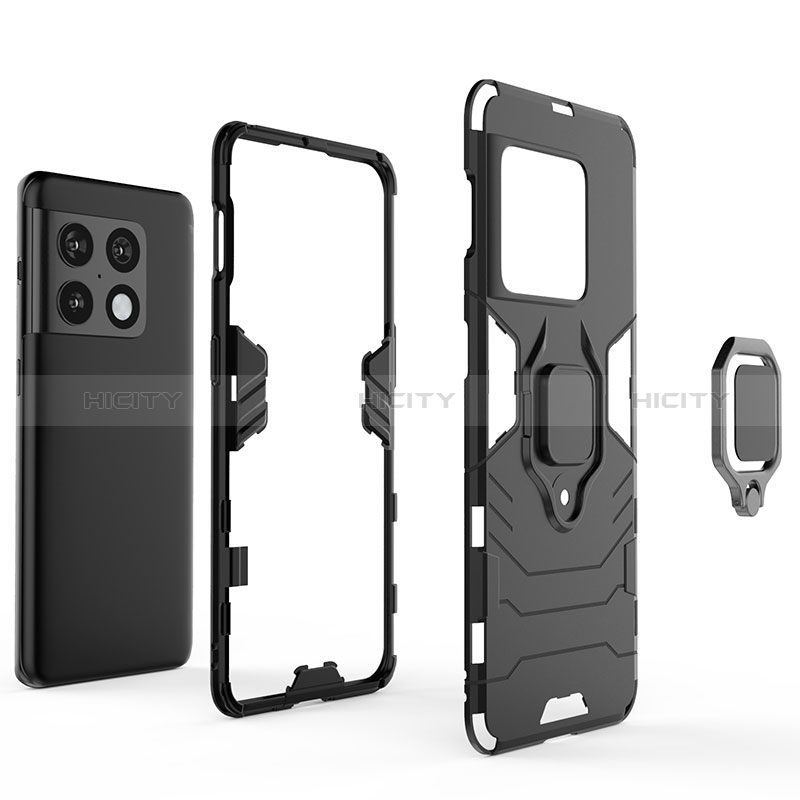 Coque Contour Silicone et Plastique Housse Etui Mat avec Magnetique Support Bague Anneau KC1 pour OnePlus 10 Pro 5G Plus