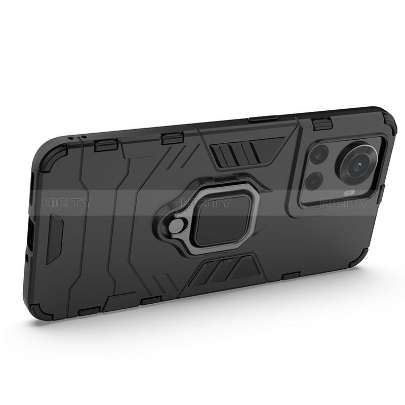 Coque Contour Silicone et Plastique Housse Etui Mat avec Magnetique Support Bague Anneau KC1 pour OnePlus 10R 5G Plus