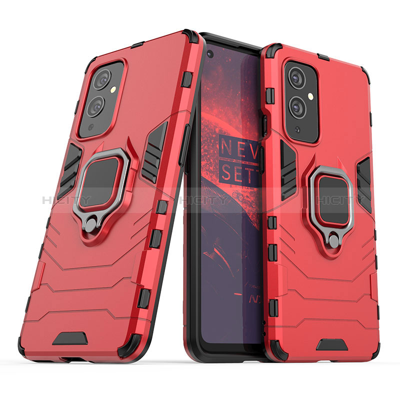 Coque Contour Silicone et Plastique Housse Etui Mat avec Magnetique Support Bague Anneau KC1 pour OnePlus 9 5G Plus