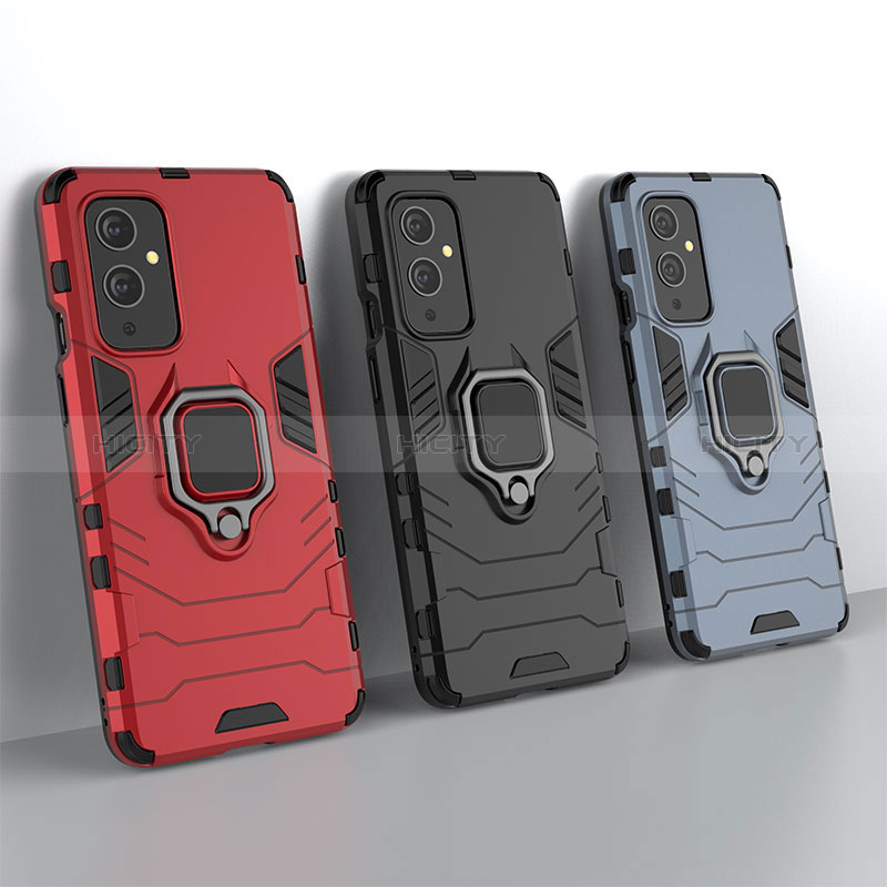 Coque Contour Silicone et Plastique Housse Etui Mat avec Magnetique Support Bague Anneau KC1 pour OnePlus 9 5G Plus