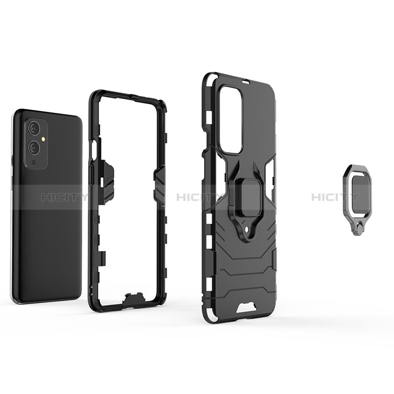 Coque Contour Silicone et Plastique Housse Etui Mat avec Magnetique Support Bague Anneau KC1 pour OnePlus 9 5G Plus