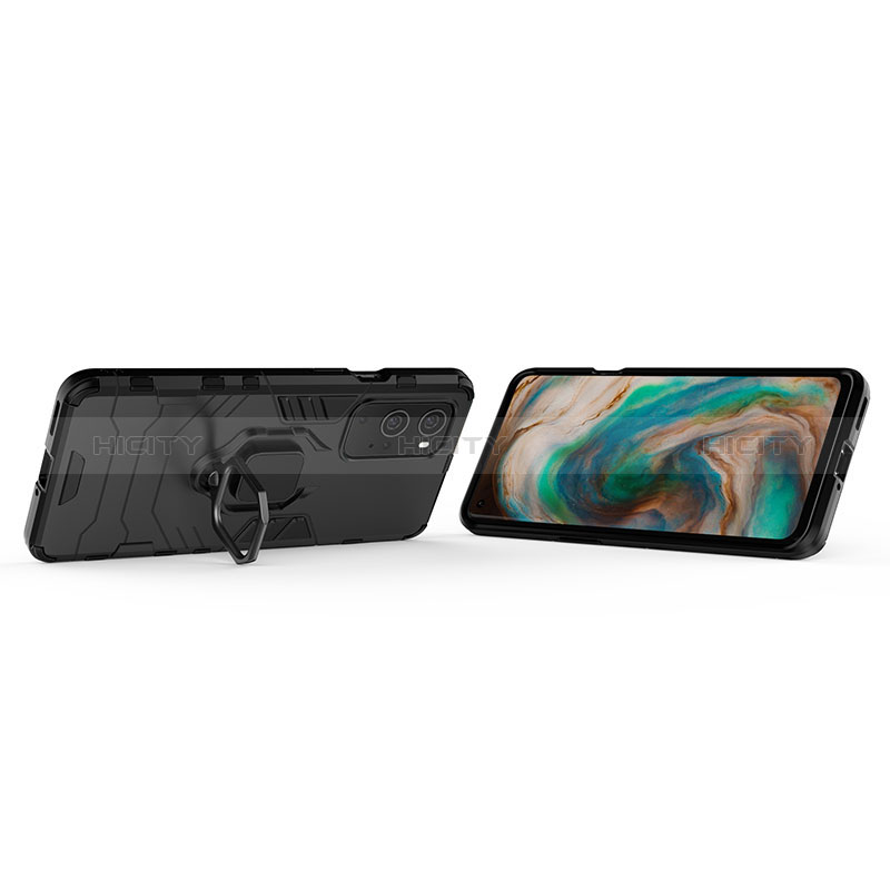 Coque Contour Silicone et Plastique Housse Etui Mat avec Magnetique Support Bague Anneau KC1 pour OnePlus 9 Pro 5G Plus