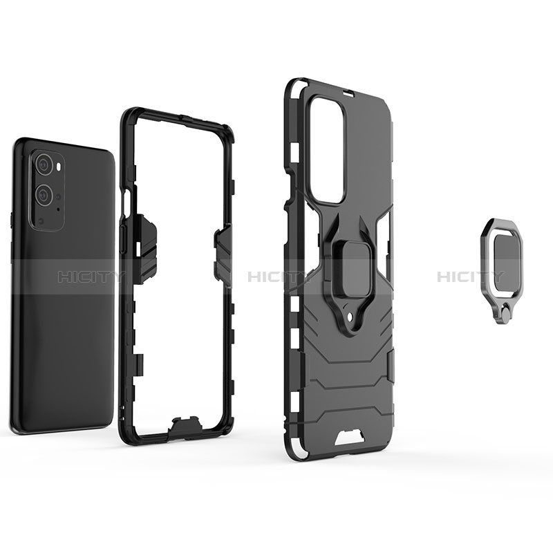 Coque Contour Silicone et Plastique Housse Etui Mat avec Magnetique Support Bague Anneau KC1 pour OnePlus 9 Pro 5G Plus