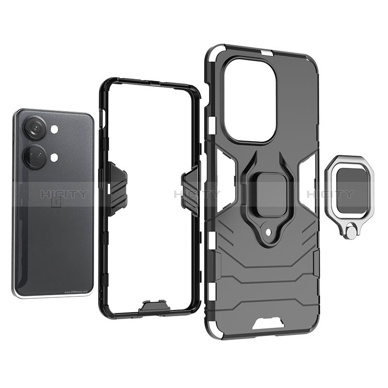 Coque Contour Silicone et Plastique Housse Etui Mat avec Magnetique Support Bague Anneau KC1 pour OnePlus Ace 2V 5G Plus