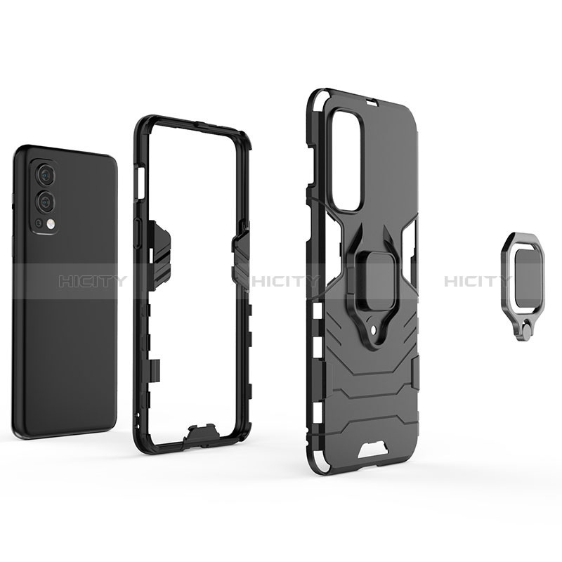 Coque Contour Silicone et Plastique Housse Etui Mat avec Magnetique Support Bague Anneau KC1 pour OnePlus Nord 2 5G Plus