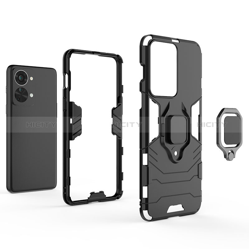 Coque Contour Silicone et Plastique Housse Etui Mat avec Magnetique Support Bague Anneau KC1 pour OnePlus Nord 2T 5G Plus