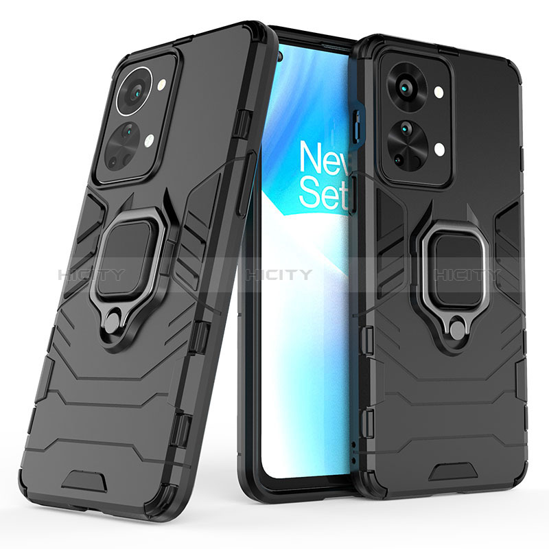 Coque Contour Silicone et Plastique Housse Etui Mat avec Magnetique Support Bague Anneau KC1 pour OnePlus Nord 2T 5G Plus