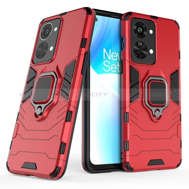 Coque Contour Silicone et Plastique Housse Etui Mat avec Magnetique Support Bague Anneau KC1 pour OnePlus Nord 2T 5G Plus