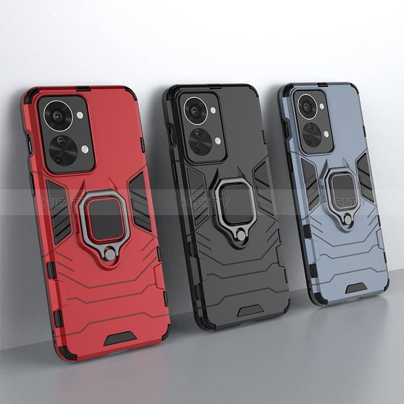 Coque Contour Silicone et Plastique Housse Etui Mat avec Magnetique Support Bague Anneau KC1 pour OnePlus Nord 2T 5G Plus