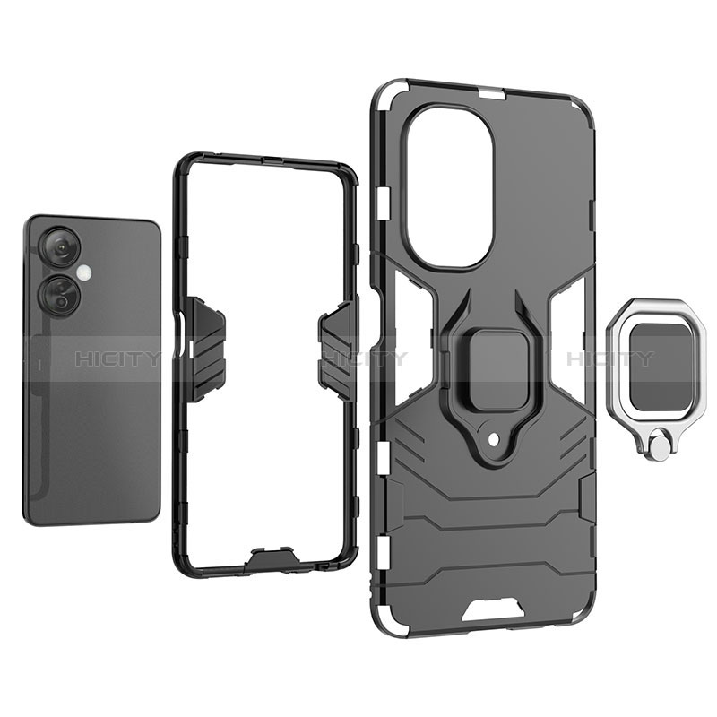 Coque Contour Silicone et Plastique Housse Etui Mat avec Magnetique Support Bague Anneau KC1 pour OnePlus Nord CE 3 5G Plus