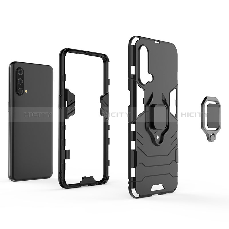 Coque Contour Silicone et Plastique Housse Etui Mat avec Magnetique Support Bague Anneau KC1 pour OnePlus Nord CE 5G Plus