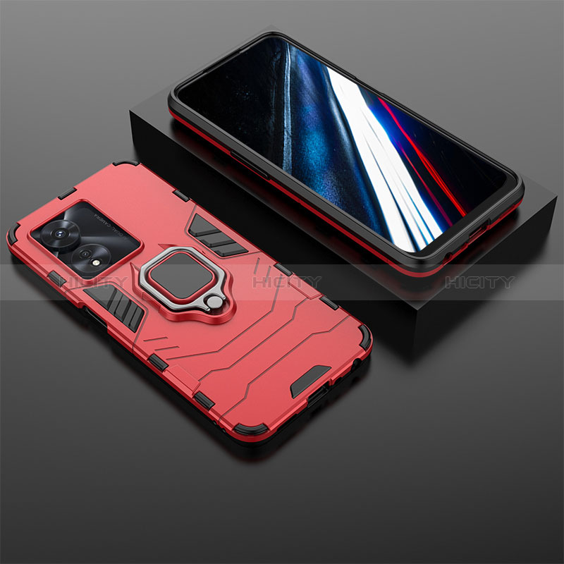 Coque Contour Silicone et Plastique Housse Etui Mat avec Magnetique Support Bague Anneau KC1 pour Oppo A38 Rouge Plus