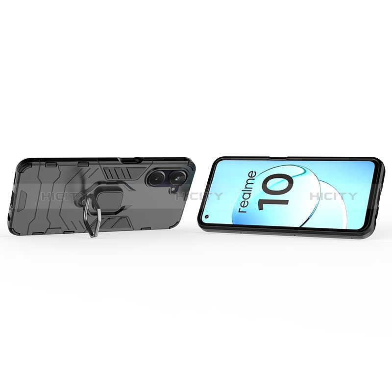 Coque Contour Silicone et Plastique Housse Etui Mat avec Magnetique Support Bague Anneau KC1 pour Realme 10 4G Plus