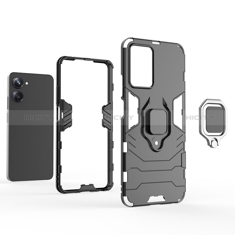 Coque Contour Silicone et Plastique Housse Etui Mat avec Magnetique Support Bague Anneau KC1 pour Realme 10 Pro 5G Plus