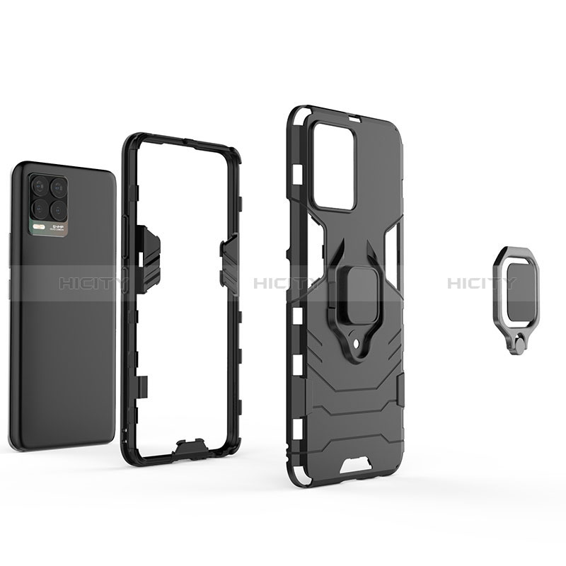 Coque Contour Silicone et Plastique Housse Etui Mat avec Magnetique Support Bague Anneau KC1 pour Realme 8 Pro Plus