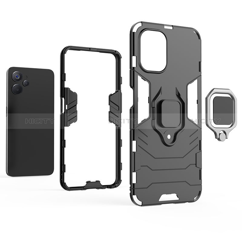 Coque Contour Silicone et Plastique Housse Etui Mat avec Magnetique Support Bague Anneau KC1 pour Realme 9i 5G Plus