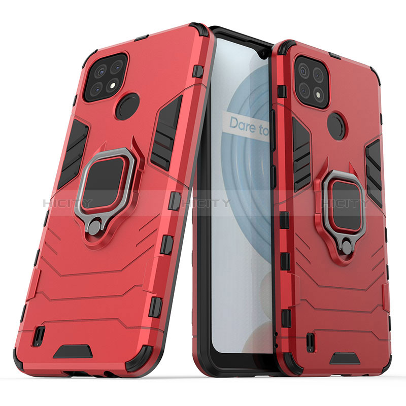 Coque Contour Silicone et Plastique Housse Etui Mat avec Magnetique Support Bague Anneau KC1 pour Realme C21 Plus