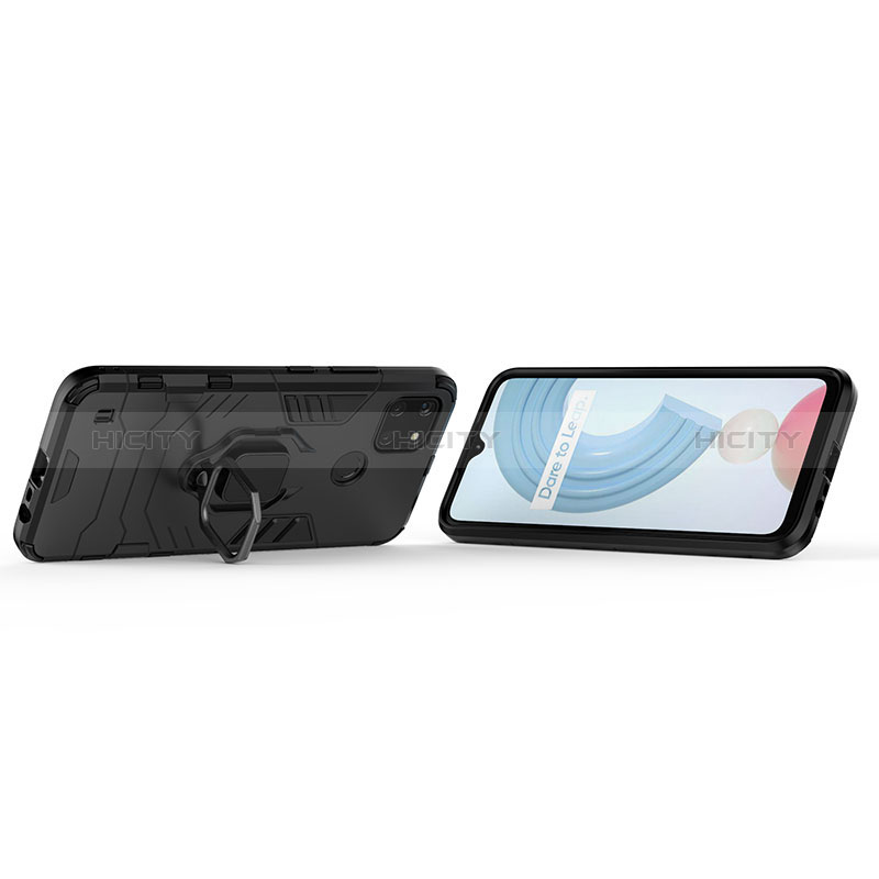 Coque Contour Silicone et Plastique Housse Etui Mat avec Magnetique Support Bague Anneau KC1 pour Realme C21Y Plus