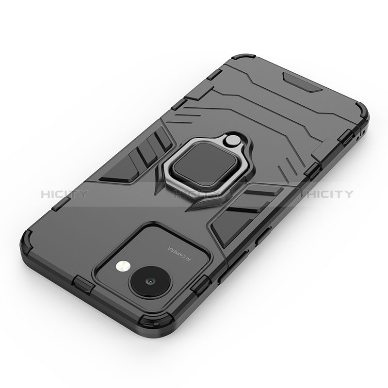 Coque Contour Silicone et Plastique Housse Etui Mat avec Magnetique Support Bague Anneau KC1 pour Realme C30 Plus