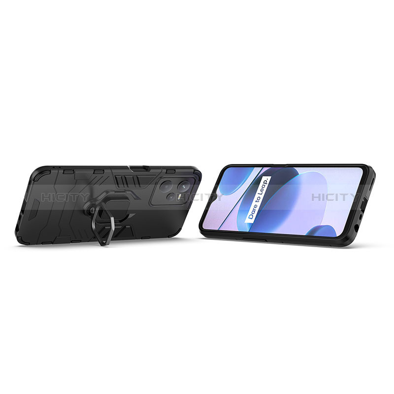 Coque Contour Silicone et Plastique Housse Etui Mat avec Magnetique Support Bague Anneau KC1 pour Realme C35 Plus